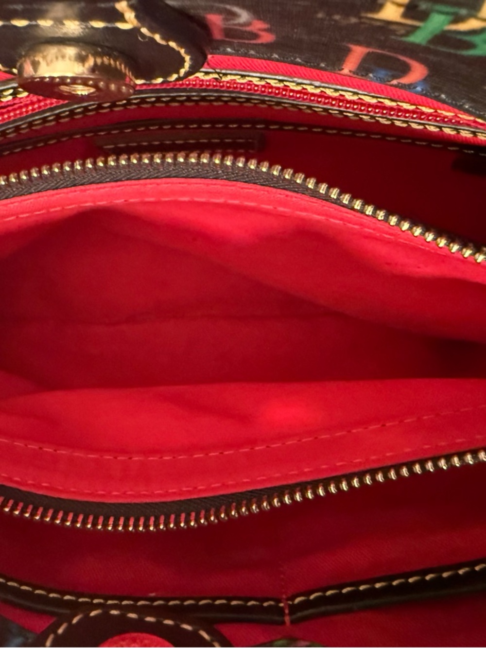 Dooney & Bourke Black Multicolor DB Print Tote - Picture 7 of 11